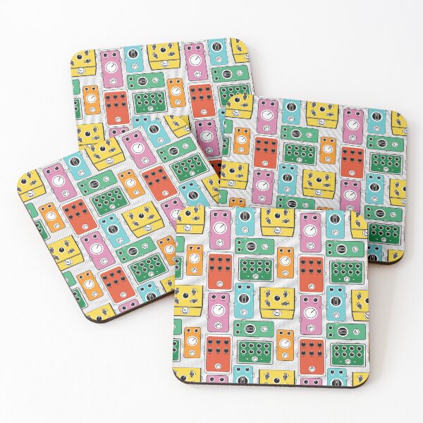 Item preview, Colorful generic guitar pedal Pattern design in pastel colors and retro textures designed and sold by Jdawnink.