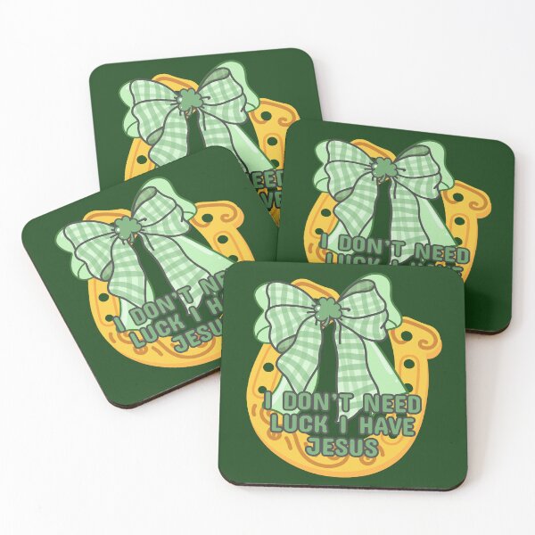 Item preview, Lucky Charm Horse Shoe I Don't Need Luck I Have Jesus Green and Gold Coquette designed and sold by Forevermore.