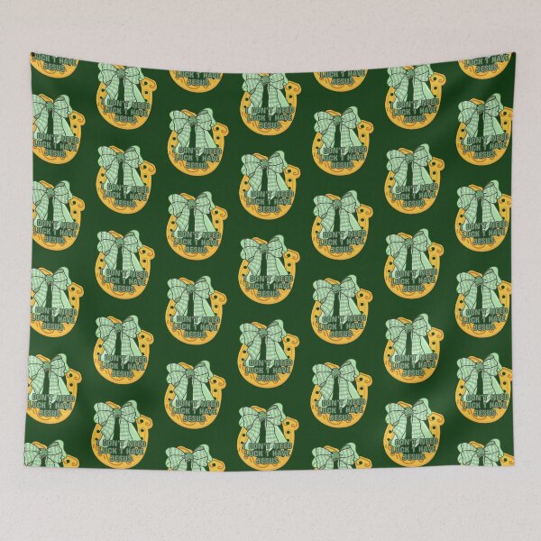 Item preview, Lucky Charm Horse Shoe I Don't Need Luck I Have Jesus Green and Gold Coquette designed and sold by Forevermore.