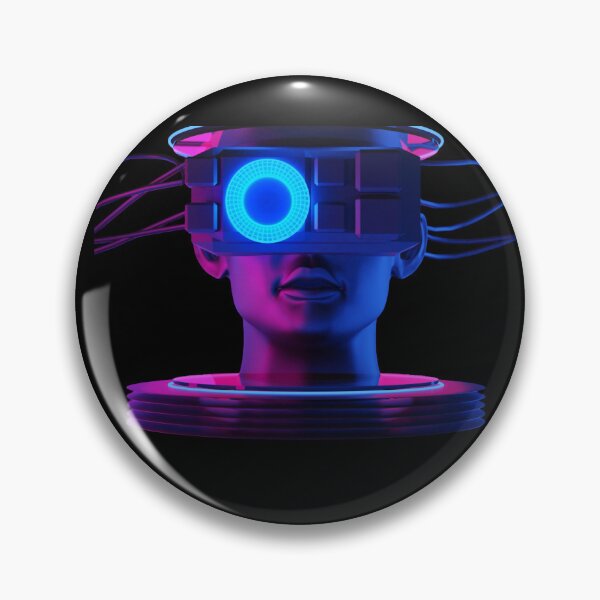 Item preview, Cyberpunk VR Neural Link - Futuristic Neon Android Art designed and sold by DraftDose.