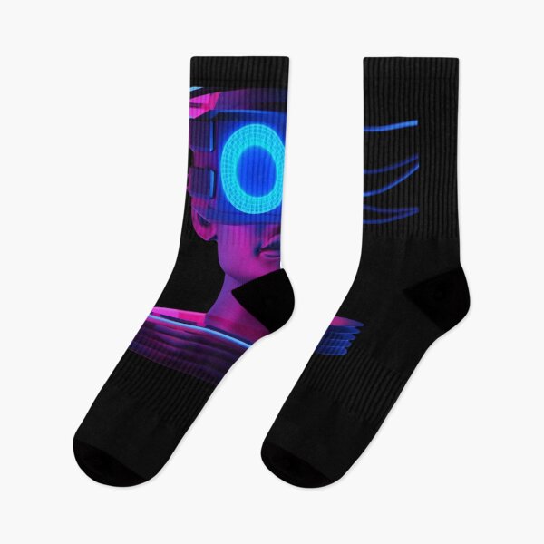 Item preview, Cyberpunk VR Neural Link - Futuristic Neon Android Art designed and sold by DraftDose.