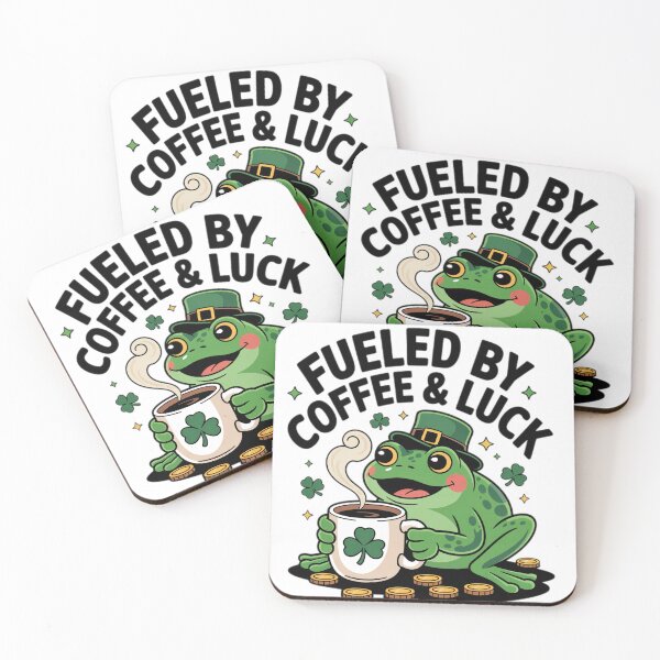 Item preview, Fueled by Coffee & Luck – Funny St. Patrick’s Day Frog designed and sold by Brand Uno Studio.