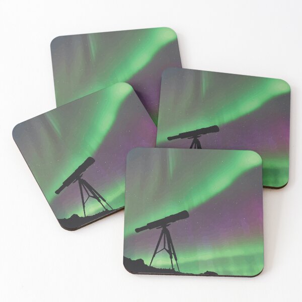 Item preview, Silhouette Telescope Under Vibrant Aurora Sky designed and sold by Arturo Daniel Garcia Palomo.
