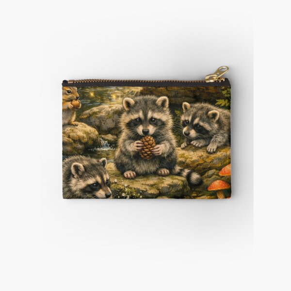 Item preview, Raccoon Family Playing by a Sunlit Forest Stream designed and sold by 3free3street - Neon & Graffiti Digital Art.