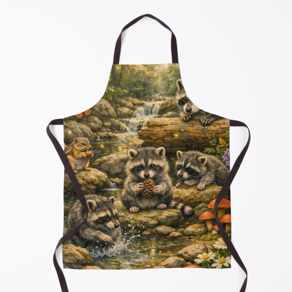 Item preview, Raccoon Family Playing by a Sunlit Forest Stream designed and sold by 3free3street - Neon & Graffiti Digital Art.