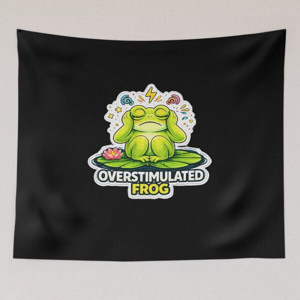Item preview, Overstimulated Frog – Funny ADHD Frog Meme Sticker designed and sold by VibeOffline Studio.