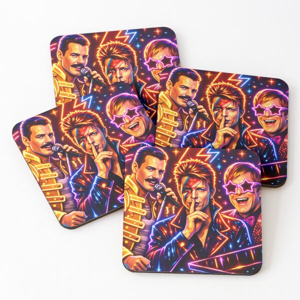 Item preview, Freddie Mercury David Bowie Elton John Neon Legends Rock Pop Icon Tribute Graphic Shirt designed and sold by SHOCAMPOS DESIGNS .