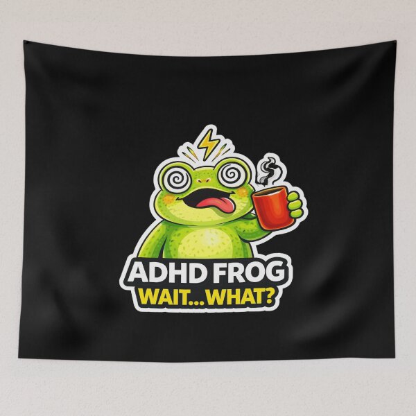 Item preview, ADHD Frog – Wait… What? Funny ADHD Meme Sticker designed and sold by VibeOffline Studio.