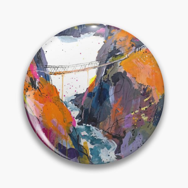 Item preview, Carrick-a-Rede Rope Bridge Abstract Painting – Northern Ireland Coast Art designed and sold by Printpix.