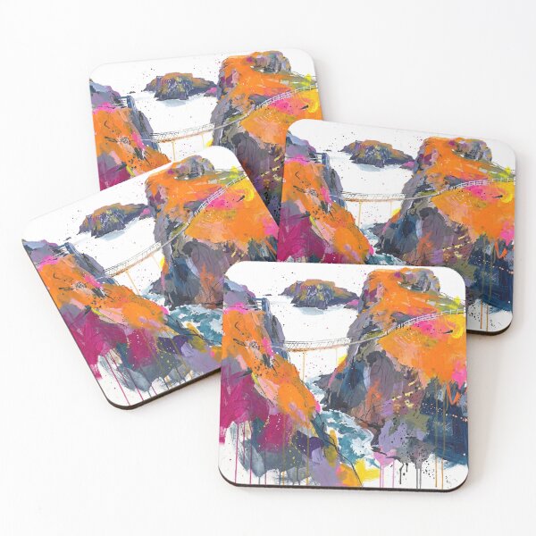 Item preview, Carrick-a-Rede Rope Bridge Abstract Painting – Northern Ireland Coast Art designed and sold by Printpix.