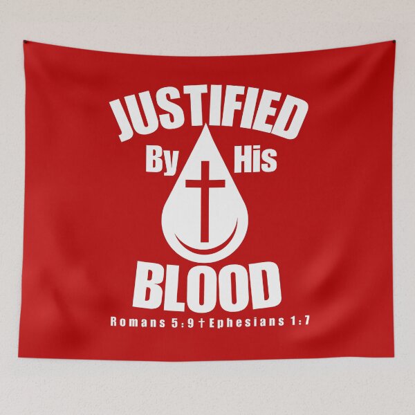 Item preview, Justified By His Blood Christian Cross designed and sold by BOCFaithWear.