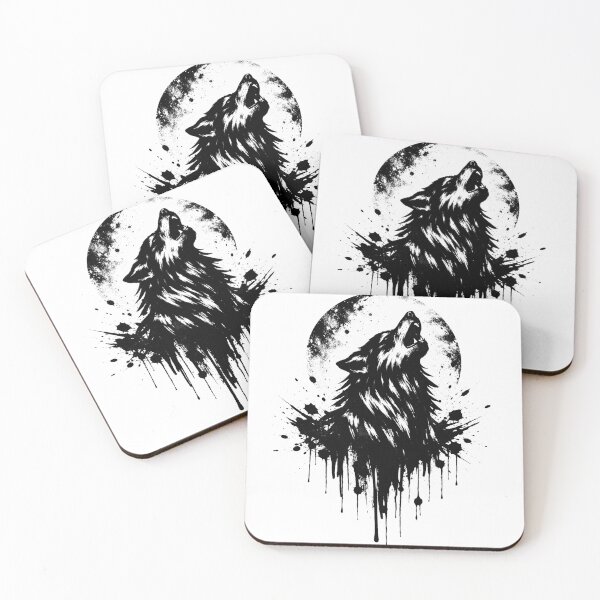 Item preview, Alpha Wolf Howling at the Moon  Ink Splatter Streetwear Design designed and sold by atlasouchen.