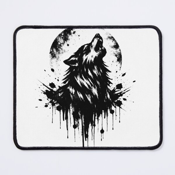 Item preview, Alpha Wolf Howling at the Moon  Ink Splatter Streetwear Design designed and sold by atlasouchen.