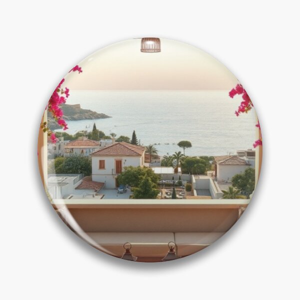 Item preview, Mediterranean Terrace with Bougainvillea Sunset View designed and sold by Vida e Arte.