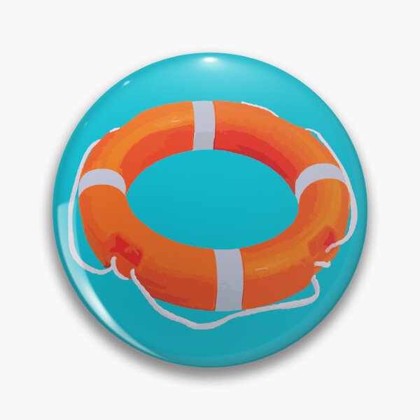 Item preview, Orange Lifebuoy on Bright Blue Background designed and sold by Arturo Daniel Garcia Palomo.