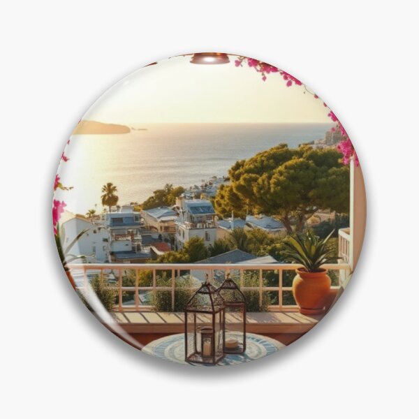 Item preview, Sun-Drenched Mediterranean Balcony with Pink Bougainvillea designed and sold by Vida e Arte.