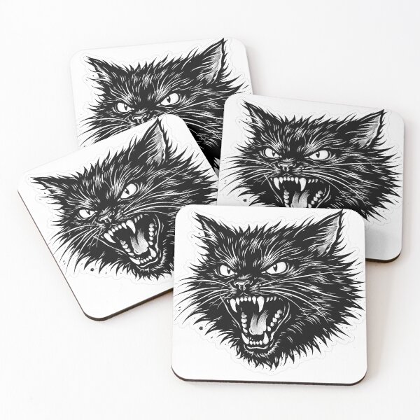Item preview, Angry Black Cat Head Sticker designed and sold by PIXEL POP DESIGNS - Beyond the Norm!.