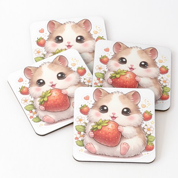 Item preview, Cute Hamster With Strawberry Sticker designed and sold by PIXEL POP DESIGNS - Beyond the Norm!.