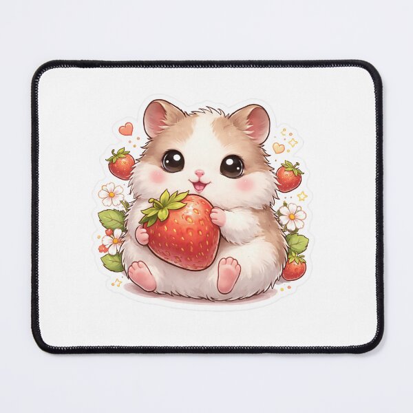 Item preview, Cute Hamster With Strawberry Sticker designed and sold by PIXEL POP DESIGNS - Beyond the Norm!.