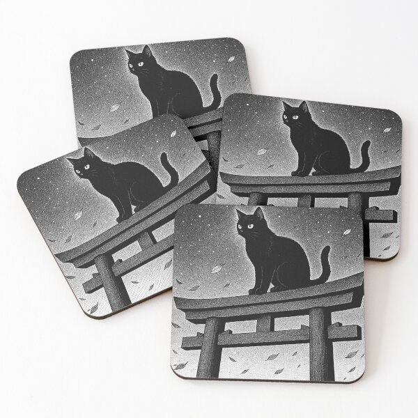 Item preview, Cat in the temple at night designed and sold by bashhonkdesign.
