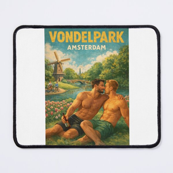 Item preview, Vondelpark Amsterdam Windmill Canal and Romantic Park Gay Couple designed and sold by Aryabek.