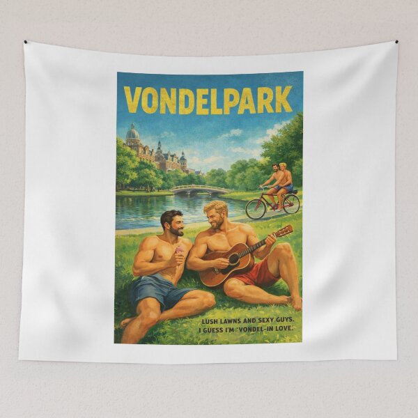 Item preview, Vondelpark Amsterdam Canal Picnic and Summer Music Gay Couple designed and sold by Aryabek.