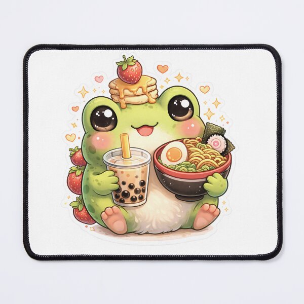 Item preview, Cute Frog With Ramen and Boba Sticker designed and sold by PIXEL POP DESIGNS - Beyond the Norm!.