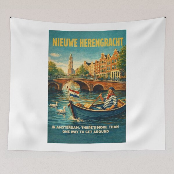 Item preview, Nieuwe Herengracht Amsterdam Canal Boat and Historic Bridge designed and sold by Aryabek.