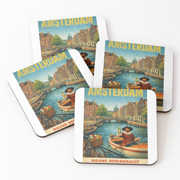 Item preview, Amsterdam Canal Houses and Bridge Vintage Dutch City Scene designed and sold by Aryabek.