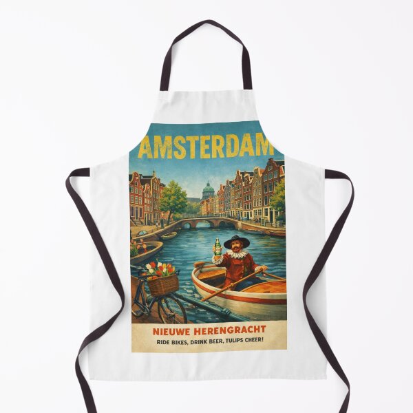 Item preview, Amsterdam Canal Houses and Bridge Vintage Dutch City Scene designed and sold by Aryabek.