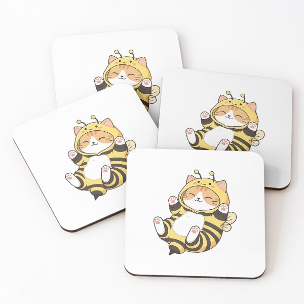 Item preview, Cute Ginger Cat in Yellow Bee Onesie Floating Art designed and sold by NoopnyangStudio.