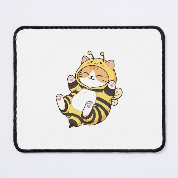 Item preview, Cute Ginger Cat in Yellow Bee Onesie Floating Art designed and sold by NoopnyangStudio.