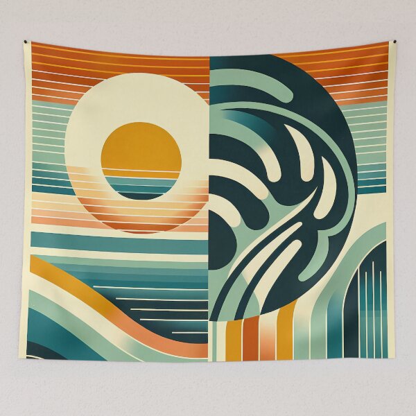 Item preview, Geometric Sun and Monstera Abstract designed and sold by InkSmithery.