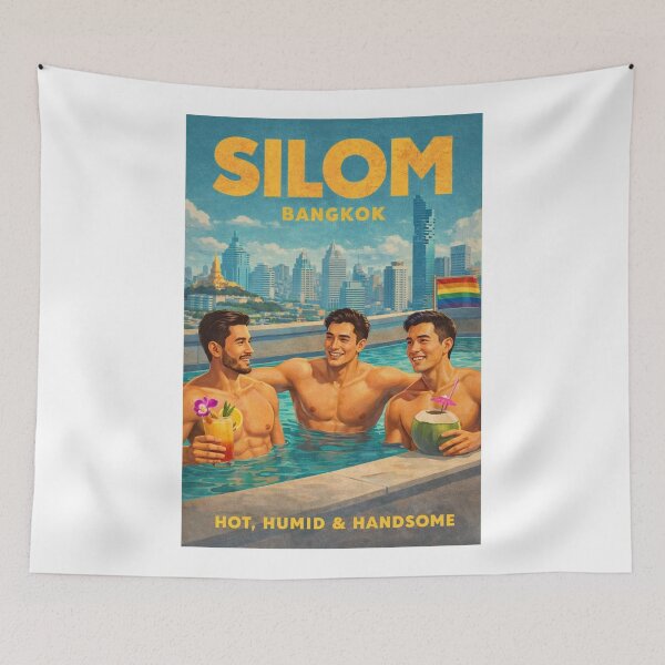 Item preview, Silom Bangkok Thailand Rooftop Pool Skyline Gay Scene designed and sold by Aryabek.