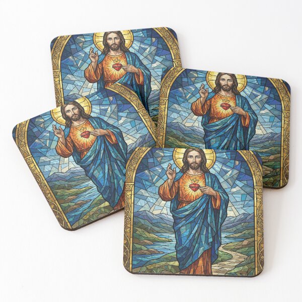 Item preview, Stained Glass Jesus Sacred Heart designed and sold by emmanuelsilve.