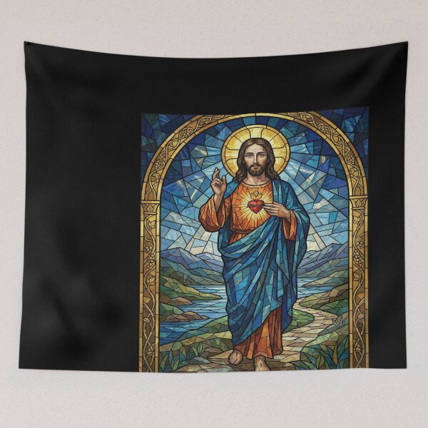Item preview, Stained Glass Jesus Sacred Heart designed and sold by emmanuelsilve.
