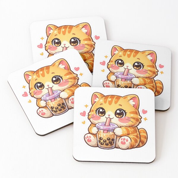 Item preview, Cute Chubby Cat Drinking Bubble Tea Sticker designed and sold by Barkybond.