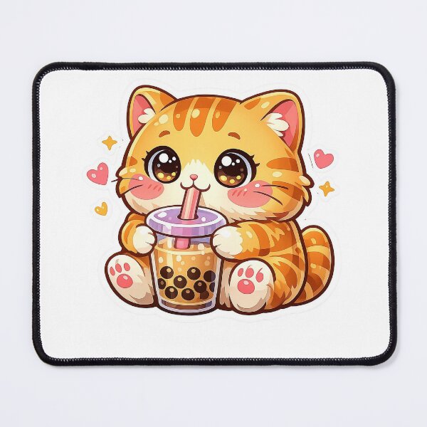 Item preview, Cute Chubby Cat Drinking Bubble Tea Sticker designed and sold by Barkybond.
