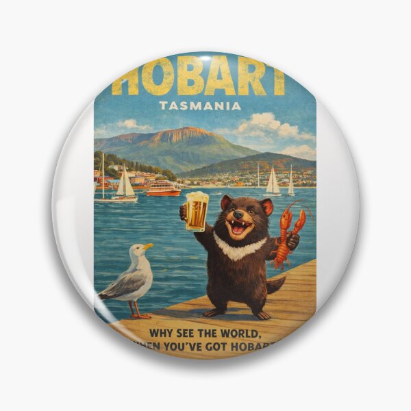 Item preview, Hobart Tasmania Waterfront and Mount Wellington Vintage  designed and sold by Places On Earth.