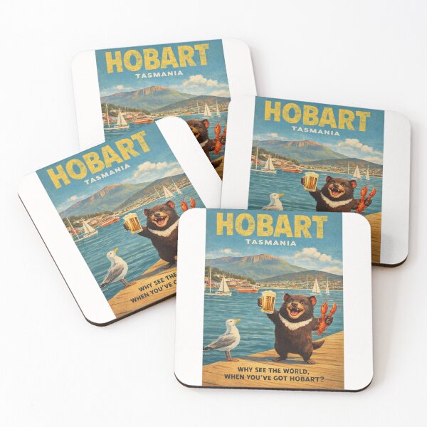 Item preview, Hobart Tasmania Waterfront and Mount Wellington Vintage  designed and sold by Places On Earth.