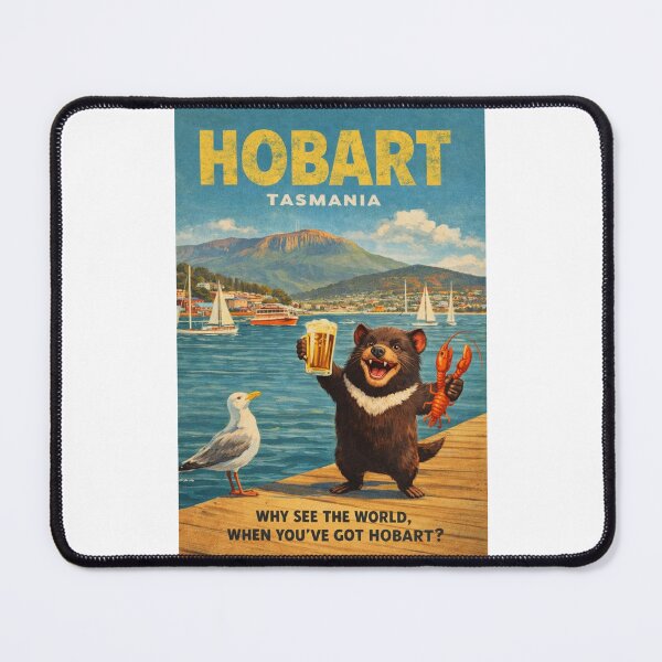 Item preview, Hobart Tasmania Waterfront and Mount Wellington Vintage designed and sold by Places On Earth.
