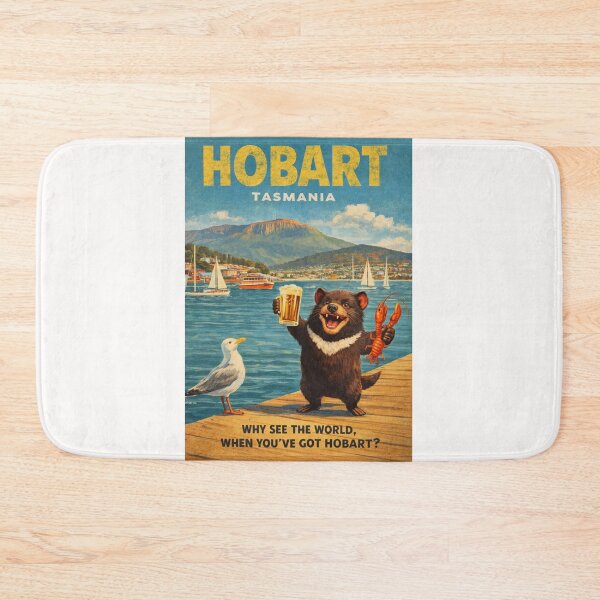 Item preview, Hobart Tasmania Waterfront and Mount Wellington Vintage  designed and sold by Places On Earth.