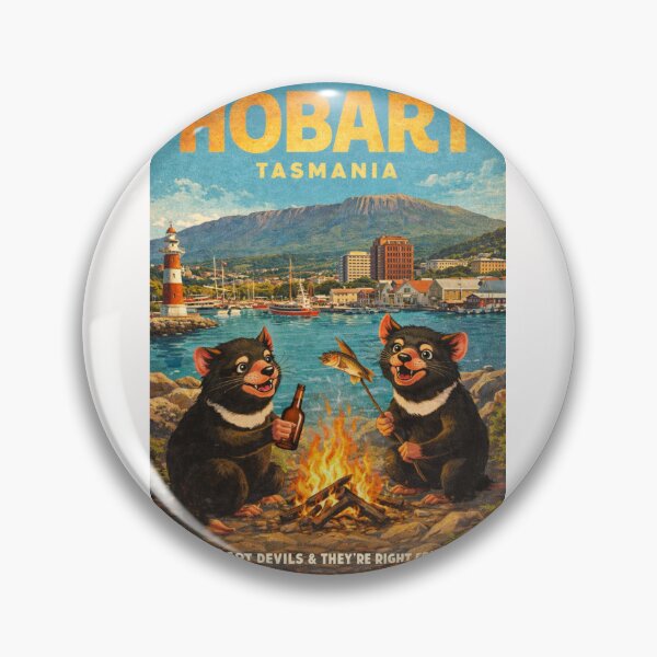 Item preview, Hobart Tasmania Waterfront with Mount Wellington and Derwent River Harbor Tasmanian Devil Scene designed and sold by Places On Earth.