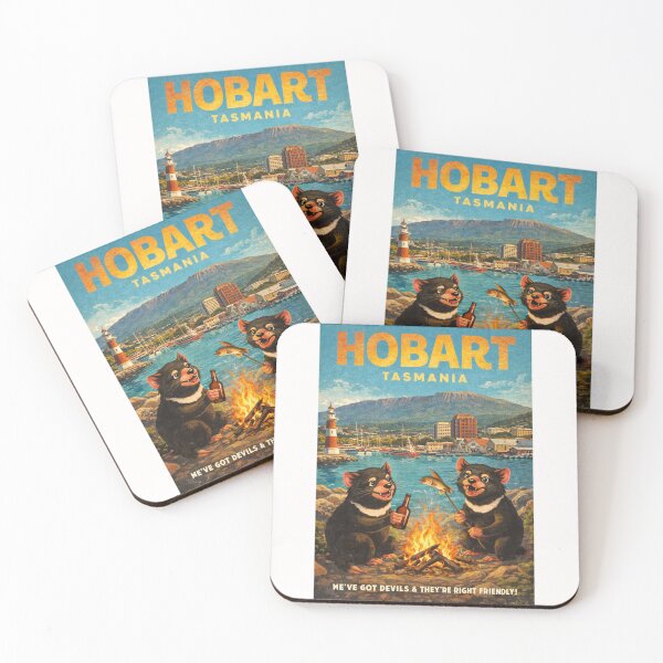 Item preview, Hobart Tasmania Waterfront with Mount Wellington and Derwent River Harbor Tasmanian Devil Scene designed and sold by Places On Earth.