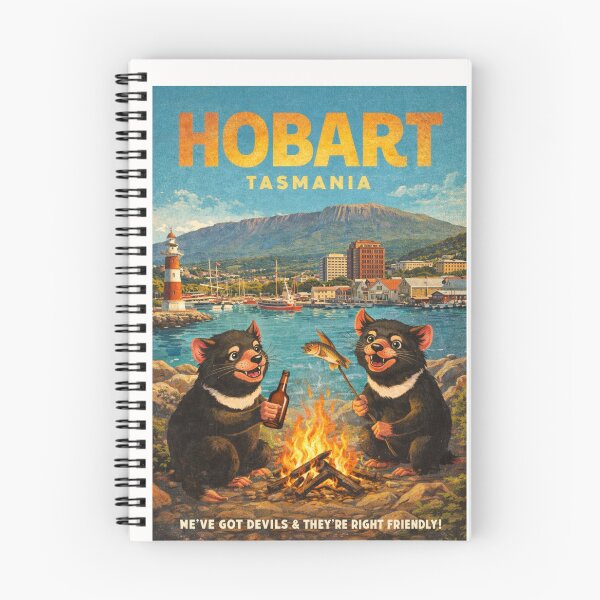 Item preview, Hobart Tasmania Waterfront with Mount Wellington and Derwent River Harbor Tasmanian Devil Scene designed and sold by Places On Earth.