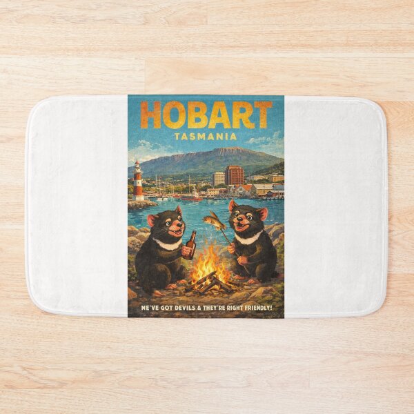 Item preview, Hobart Tasmania Waterfront with Mount Wellington and Derwent River Harbor Tasmanian Devil Scene designed and sold by Places On Earth.