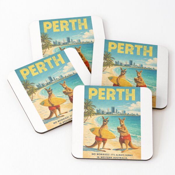 Item preview, Perth Western Australia Swan River Coastline with Perth Skyline and Kangaroo Beach Scene designed and sold by Places On Earth.