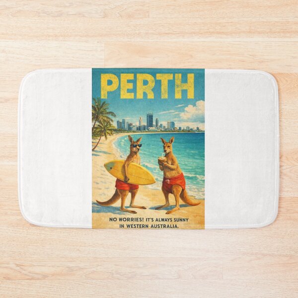 Item preview, Perth Western Australia Swan River Coastline with Perth Skyline and Kangaroo Beach Scene designed and sold by Places On Earth.