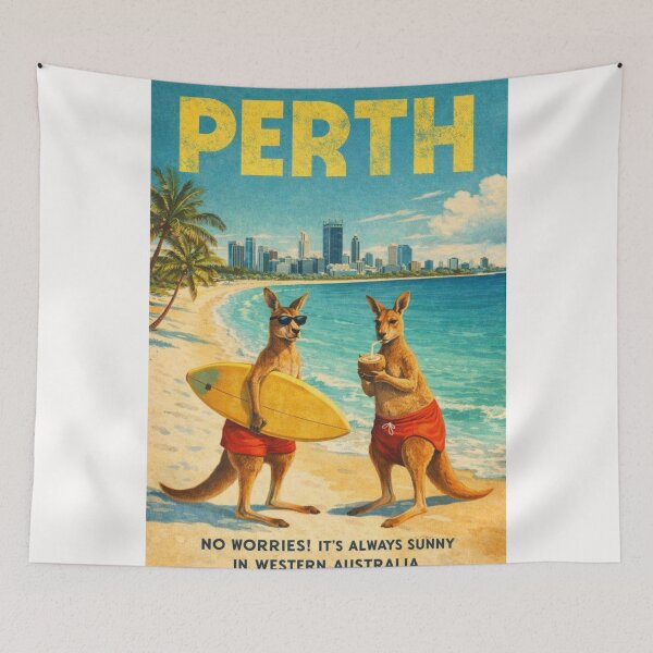 Item preview, Perth Western Australia Swan River Coastline with Perth Skyline and Kangaroo Beach Scene designed and sold by Places On Earth.