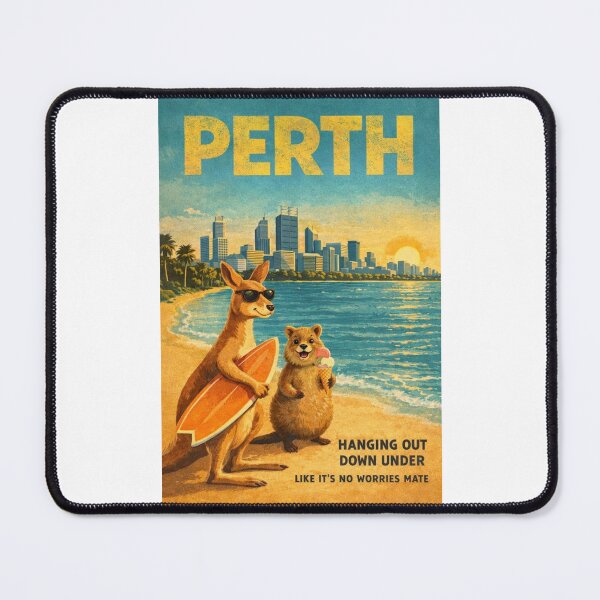 Item preview, Perth Western Australia Indian Ocean Coast with Swan River Skyline Kangaroo and Quokka Beach Scene designed and sold by Places On Earth.